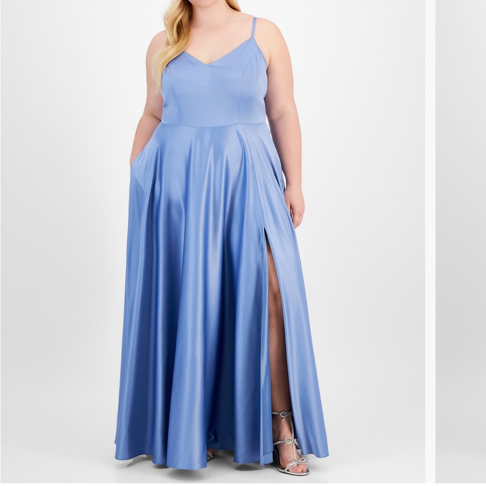 B Darlin Light Blue Maxi Dress with Slit